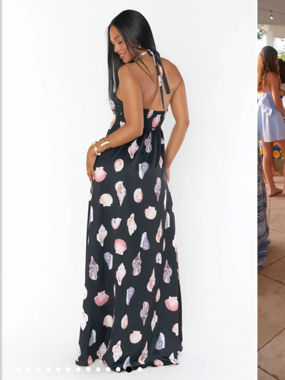 Show Me Your MuMu Milo’s Maxi Dress -  Black with Pink & Cream Shell Print - Picture 3 of 15